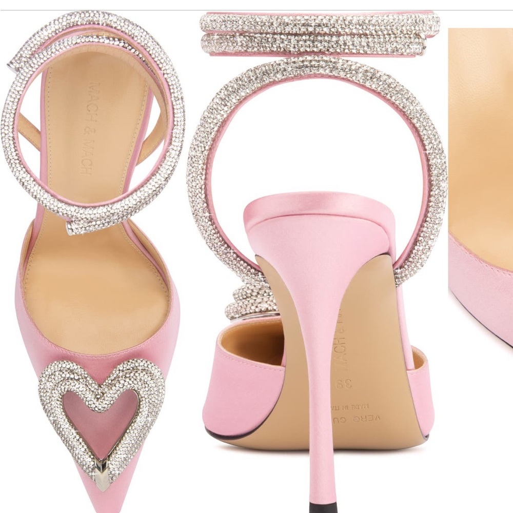 Mach & Mach Triple Heart Pointed Toe Pump, NIB, 38EU, 8US, Pink